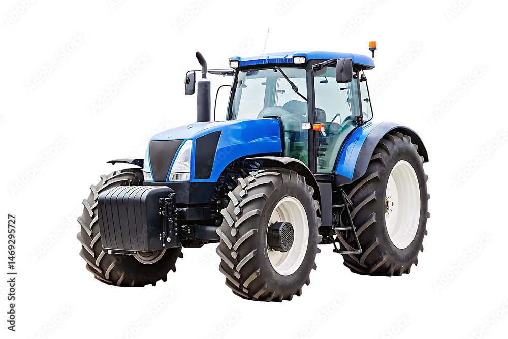 Obraz premium Agricultural blue tractor on transparent background. PNG