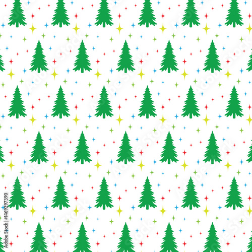 Festive Christmas Tree Pattern on White Background