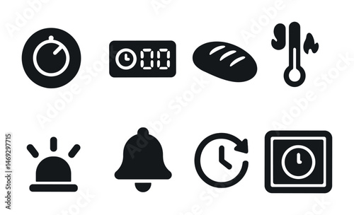Baking and cooking solid icons set – kitchen, culinary, food preparation symbols