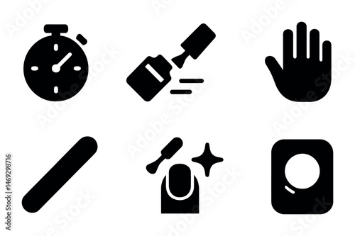 Beauty and hygiene solid icons set – filled, grooming, personal care essentials