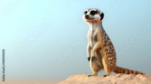 Wallpaper Mural Meerkat Standing On Sand Dune Against Light Blue Sky Torontodigital.ca