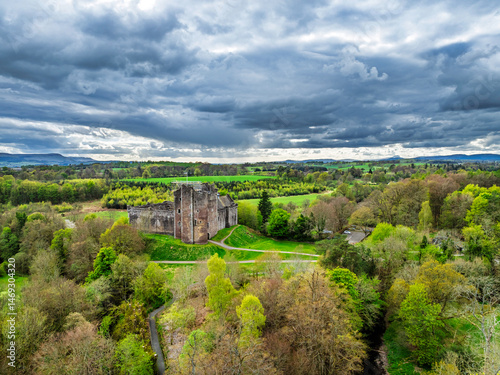 Quadro su tela Doune Castle from a drone, Doune, Stirling, Scotland, England