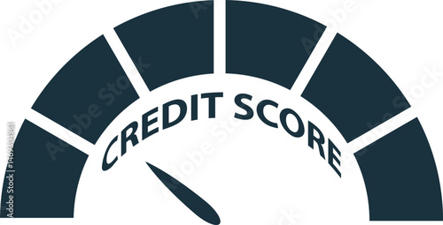Credit score meter measuring financial rating assessing risk loan application approval