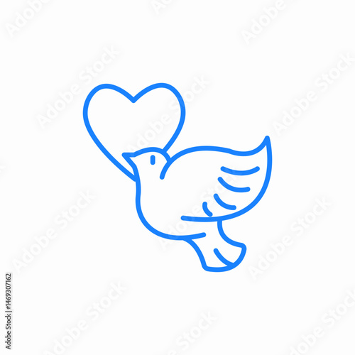 bird love heart icon sign vector