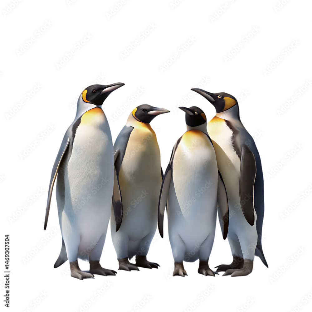 Fototapeta premium Adorable King Penguins: A Close-Up Look at These Majestic Birds