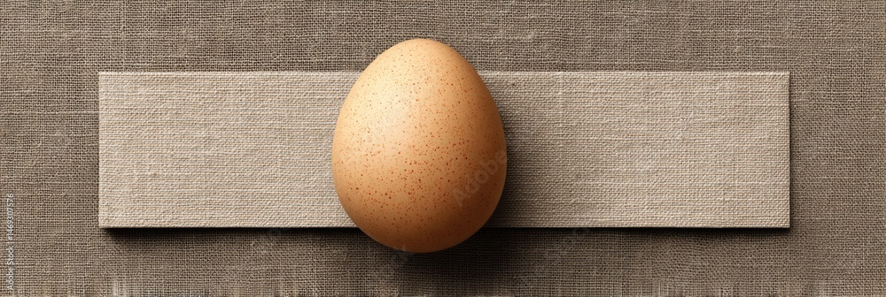 Centered Light Brown Egg on Canvas With Label Space Perfect for Creative Projects or Food Displays Generative AI