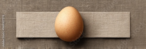 Obraz na płótnie Centered Light Brown Egg on Canvas With Label Space Perfect for Creative Projects or Food Displays Generative AI w salonie