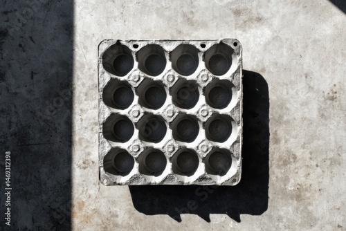 Obraz na płótnie Flat Top-Down View of an Egg Crate Shadow Shows an Empty Center Label Space on a Textured Surface Generative AI w salonie