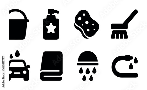Cleaning and car wash icons for design projects