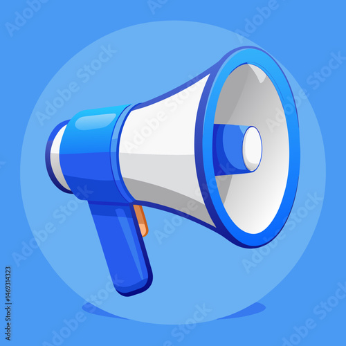 blue megaphone isolated on white