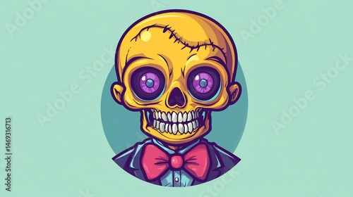 Cartoon Skull, Business-like Pose