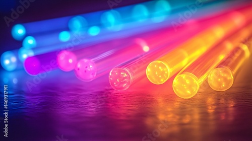 soft glow sticks across a market square background