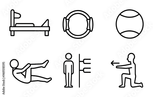 Fitness and exercise line icons set – linear, outline, workout and gym symbols