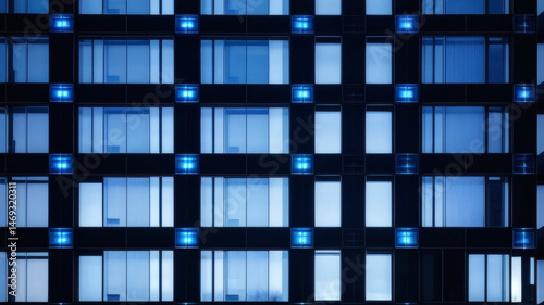 Wallpaper Mural Symmetrical Urban Architecture with Blue Window Lights on Contemporary Building Torontodigital.ca