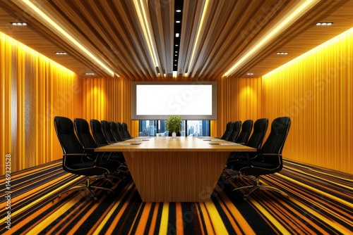 Modern conference room with warm tones (1)