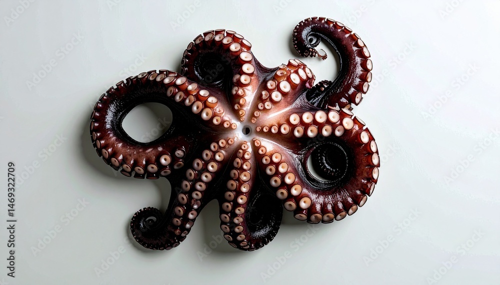 Obraz premium Fresh Octopus Detailed Close up of a Raw Seafood Delicacy on White Background
