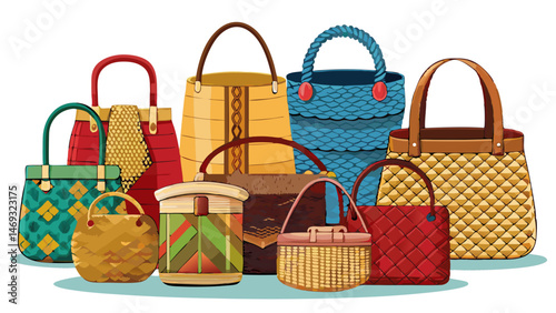 Woven Handbag Collection - Stylish Designer Bags Very beautiful white background