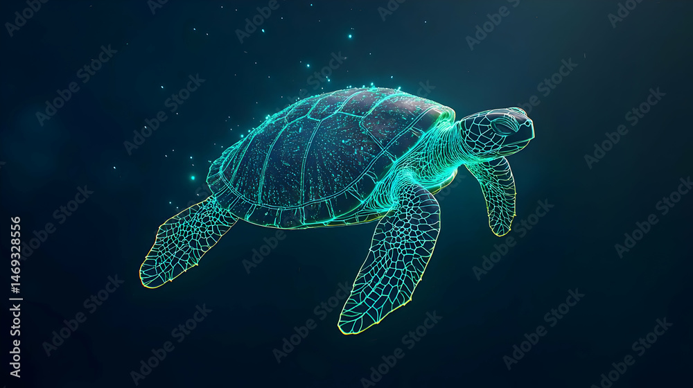 Fototapeta premium Abstract Glowing Turtle Design