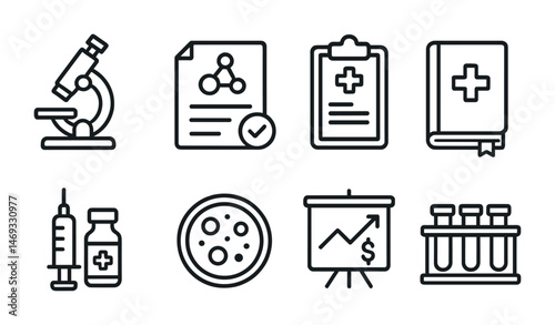 Medical and healthcare outline icons set – linear, filled, wellness symbols