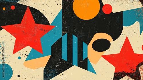 Abstract Geometric Starburst Retro Design