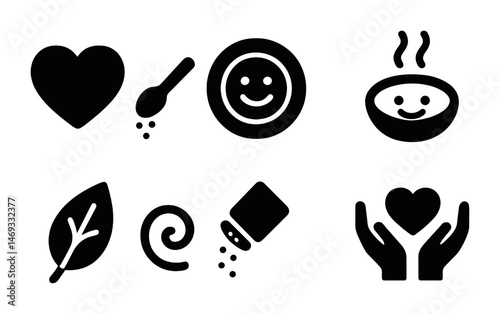 Heartwarming food and health icons for wellness and nourishment design