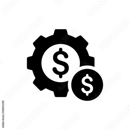 Gear with Dollar Sign, Symbolizing Business Finance and Profitability