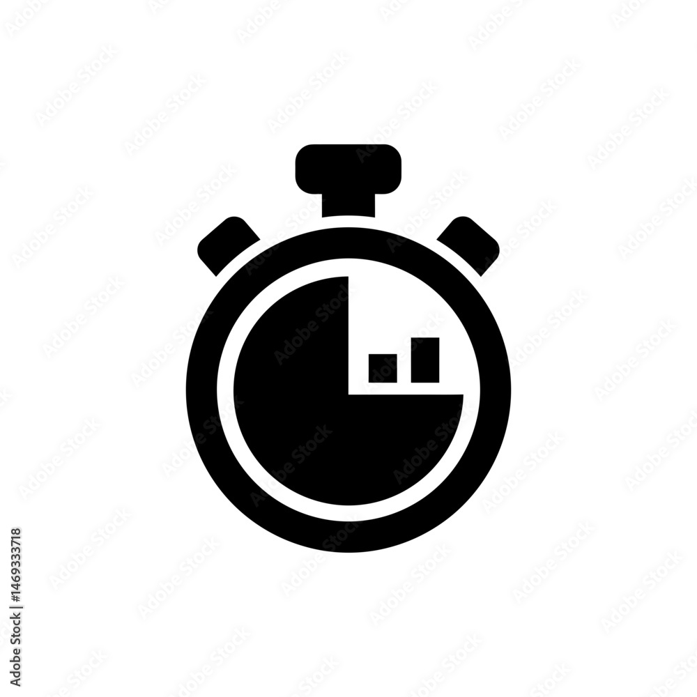 Stopwatch with Bar Segment Representing Time Management and Task Progress