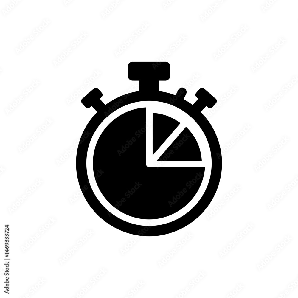 Stopwatch with Pie Section - Time Management and Business Analysis Stopwatch with Pie Section - Time Management and Business Analysis