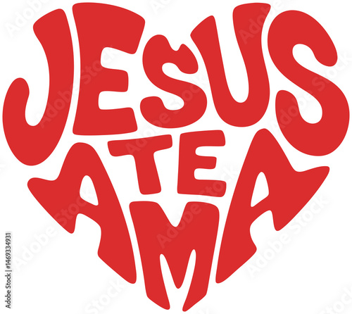 Jesus loves you in the shape of a heart and style print photo
