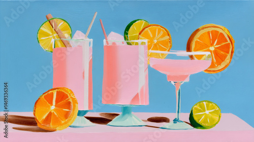 colorful cocktail on a blue background