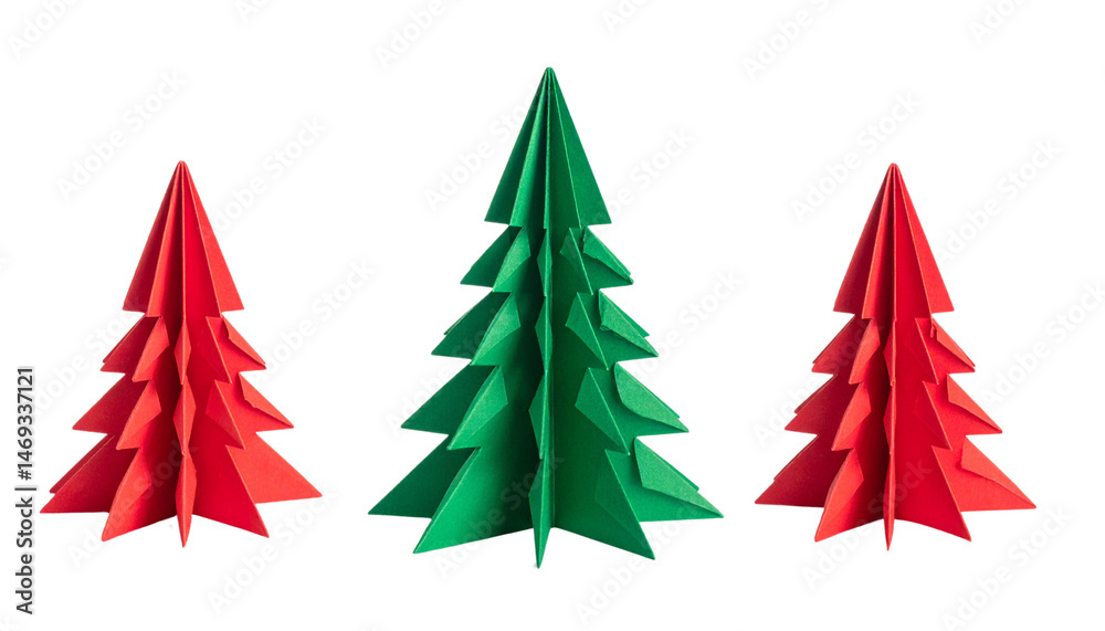 Fototapeta premium origami Christmas tree isolated on transparent background
