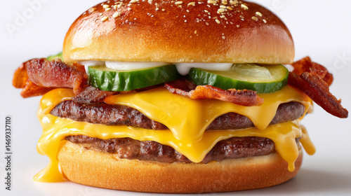cheese hamburger on a white background