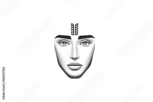 A minimalist face icon with one raised eyebrow and a tilted mouth