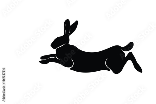 Rabbit shadow running and jumping for logo design and various designs. Vector illustration.