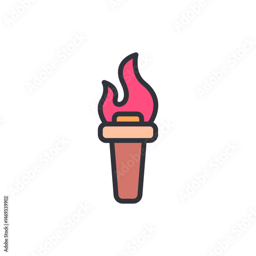Isolated vector illustration of a burning torch with pink flames design