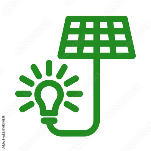 Solar Panel and Light Bulb Green Energy Icon