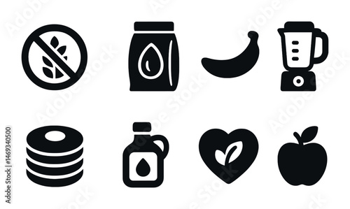 Grocery and cooking solid icons set – food, kitchen, ingredient graphics