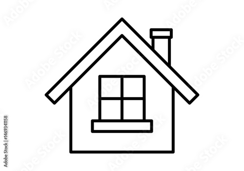 Icono negro de casa con ventana