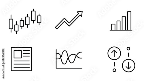 Financial symbols and graphs for data analysis and business reports