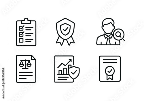 Business and management line icons set – outline, linear, corporate symbols