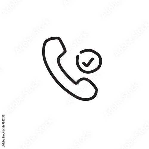 Hand-drawn phone icon with checkmark