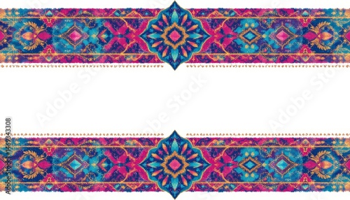 Obraz na płótnie Ornamental Border Design with Ethnic Motifs w salonie