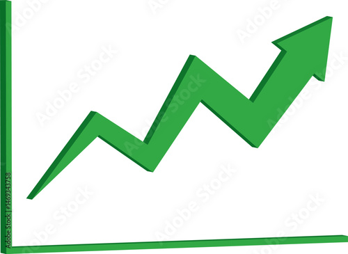 3D increasing green arrow on the chart
