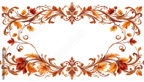 Obraz na płótnie Autumnal Floral Frame with Leaves and Berries w salonie