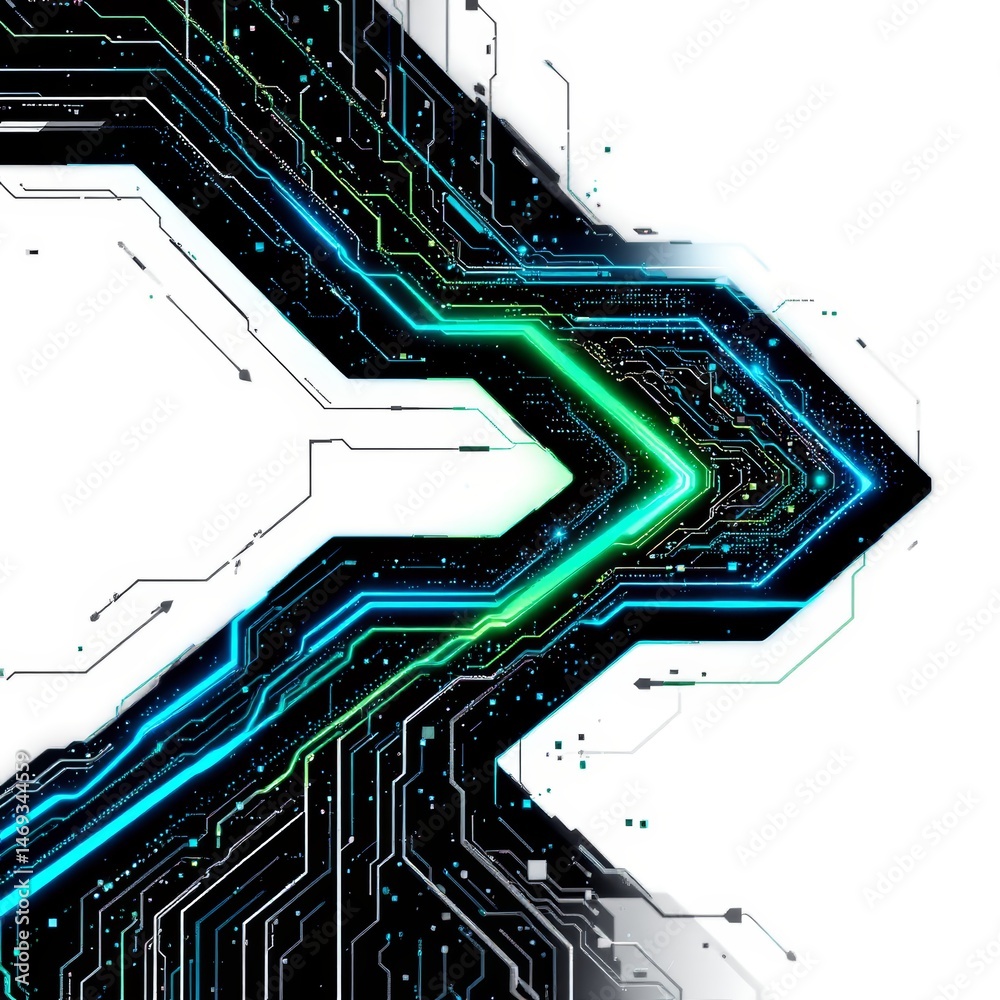 Abstract Circuit Board Arrow on White