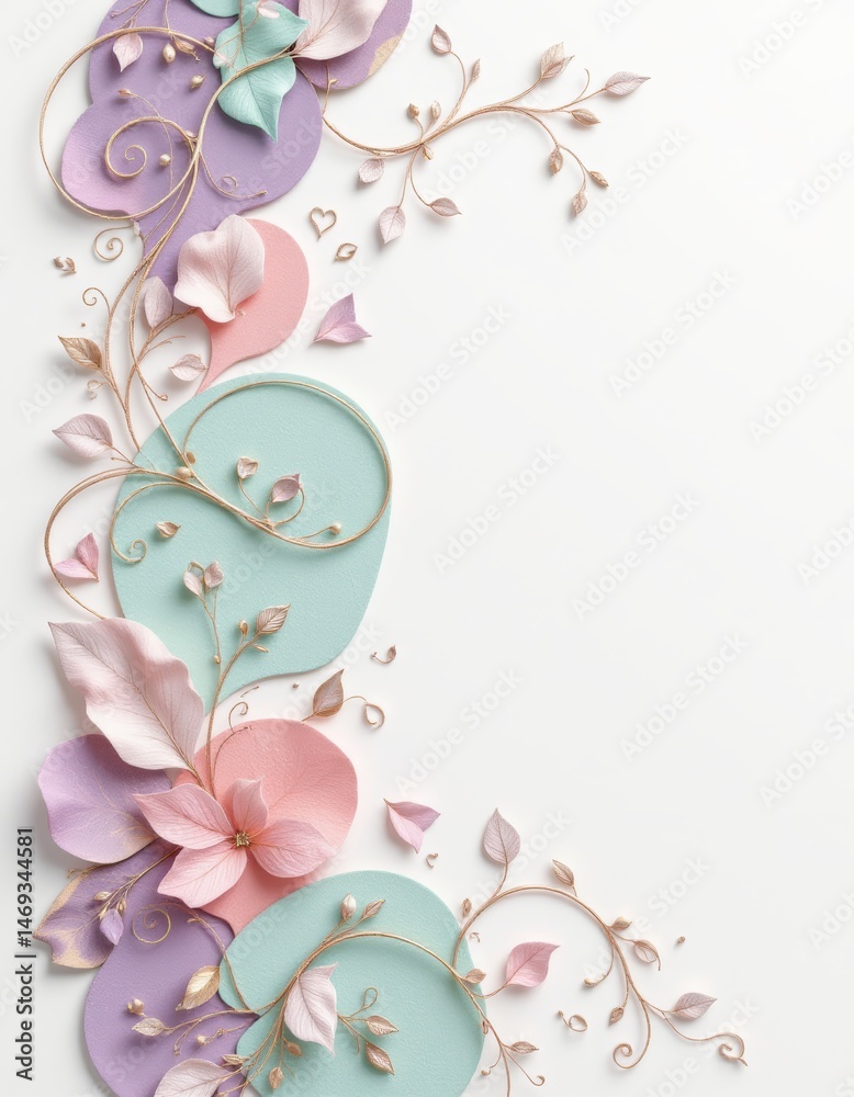 Pastel Floral Ornament on White
