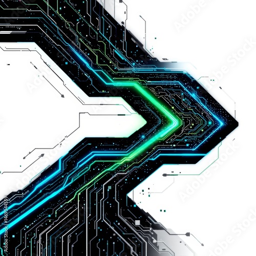 Obraz na płótnie Abstract Circuit Board Arrow on White w salonie