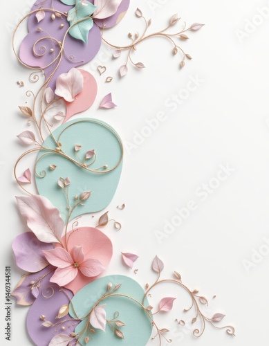 Obraz na płótnie Pastel Floral Ornament on White w salonie