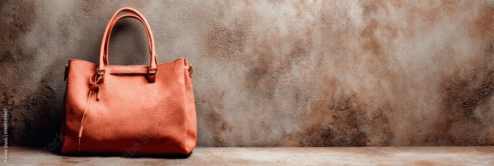 Handbag Displayed on Textured Surface With Soft Focus Effect on Left Side Enhancing Its Elegance and Style Generative AI