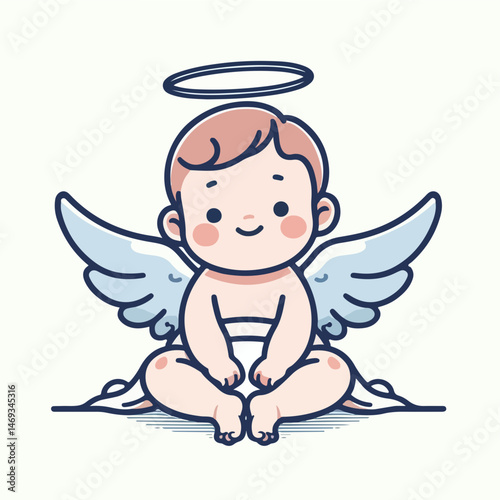 Cute Baby Angel: A charming baby angel, radiates innocence and serenity with delicate wings and a gentle halo, symbolizing purity and heavenly grace.